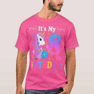 T-shirt 8 Ans C'Est Mon 8E Anniversaire Cute Unicorn Enfan