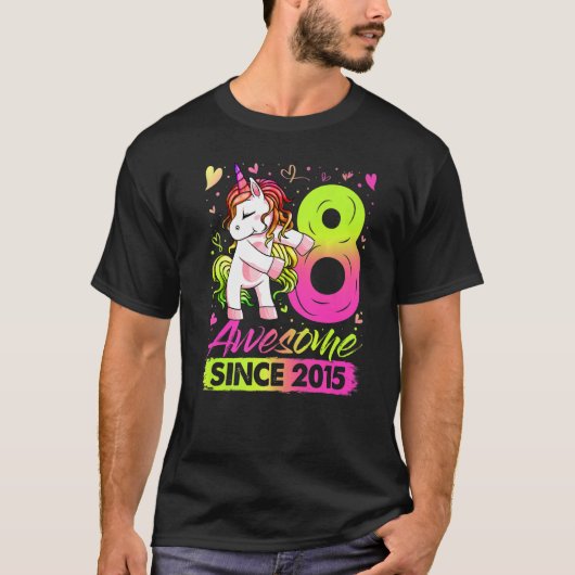 T-shirt 8 Ans Flossing Unicorn Cadeaux 8e Anniversaire Gi (Devant)