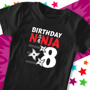 T-Shirt 8 Ans Ninja Party Stars Enfants 8e anniversaire