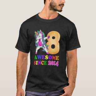 T-shirt 8 Ans Unicorne Dabbing 8E Anniversaire Girl Uni