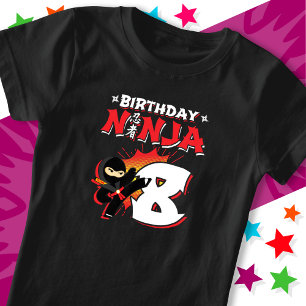 T-Shirt 8 ans Vieux style de bande dessinée Ninja 8e anniv