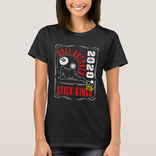 T-shirt 8 Ball Pool Billiards Stick King Player Tea (Devant)