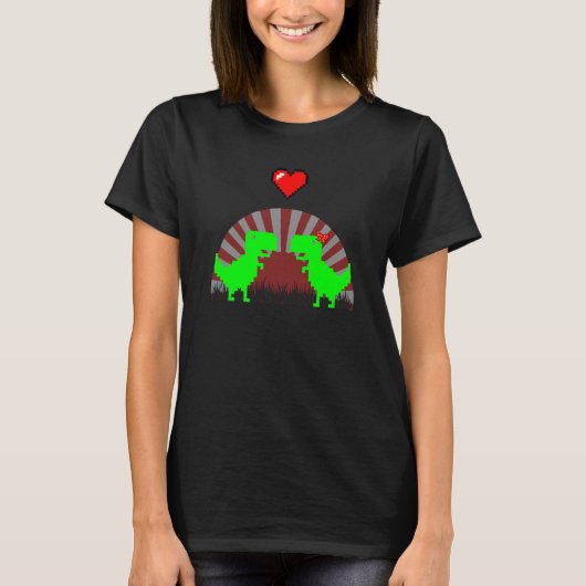 T-shirt 8 Bits Dinosaur Pixel Jeu Couple 1 (Devant)