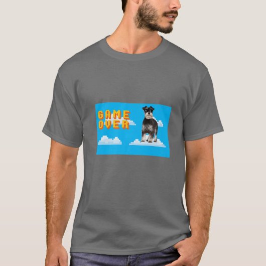 T-shirt 8 bits Game Over Miniature Schnauzer 2 (Devant)