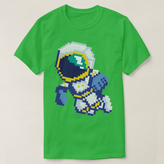 T-shirt 8 bits Pixel Astronaut Space Galaxy Science Rétro  (Design devant)