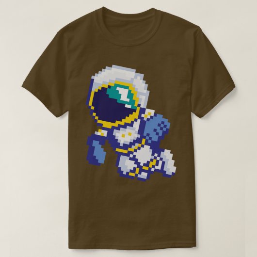 T-shirt 8 bits Pixel Astronaut Space Galaxy Science Rétro  (Design devant)