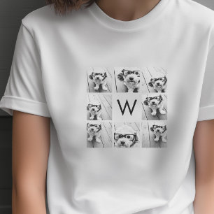 T-shirt 8 Collage de photos Monogramme personnalisé Noir e