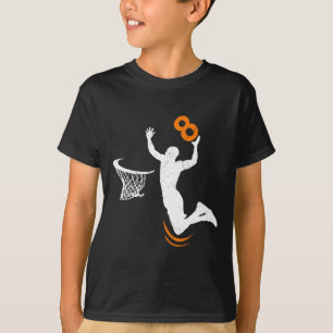 T-shirt 8 Year Old Basketball Dunk 8th Birthday Party Boys