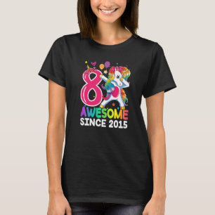 T-shirt 8 Year Old Girls Teens Dabbing Unicorn 8th Birthd