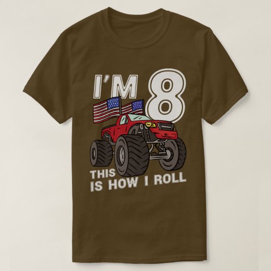 T-shirt 8 Years Old Boy Monster Truck 8th Birthday (Design devant)