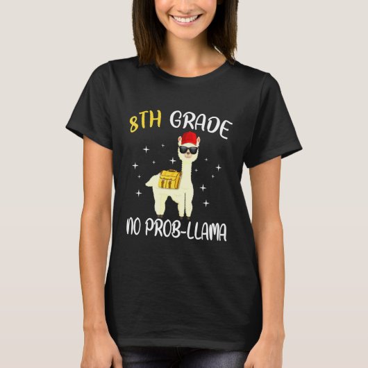 T-shirt 8e année Pas De Prob Llama Retourner À L'École (Devant)