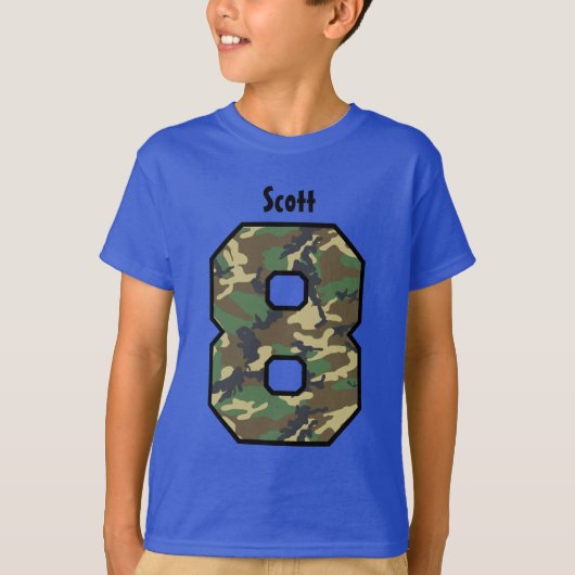 T-shirt 8e anniversaire Boy Camo Huit ans Nom personnalisé (Devant)