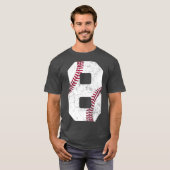T-shirt 8e anniversaire Cadeau de baseball garçons enfants (Devant entier)