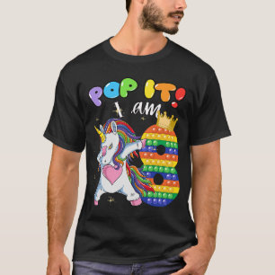 T-shirt 8e anniversaire filles Dabbing Unicorn Pop it I am