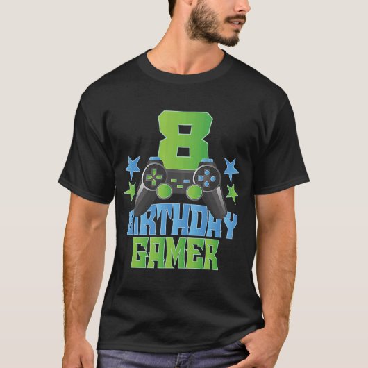 T-shirt 8e anniversaire Gamer Boy 8 ans Vidéo Jeu Amour (Devant)