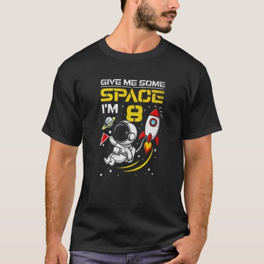 T-shirt 8e anniversaire garçon 8 ans astronaute spatiale (Devant)