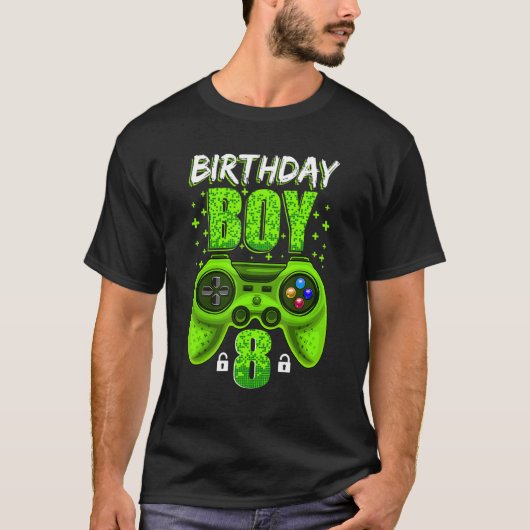 T-shirt 8e anniversaire Jeu Vidéo Garçon Jeu Jeu 8 an O (Devant)