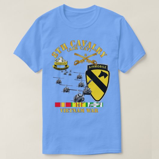 T-shirt 8e division Cavalry Air Cav 1re division Cav avec (Design devant)