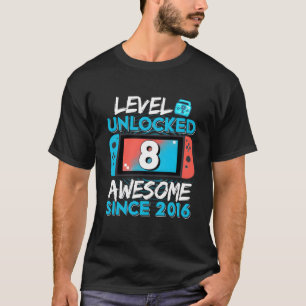 T-shirt 8E Niveau 8 Déverrouillé Awesome Video Gamer 2016
