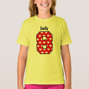 T-shirt 8ème Coutume de huit ans W104 de coeurs de fille