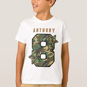 T-shirt 8ème Garçon Camo d'anniversaire et nom fait sur
