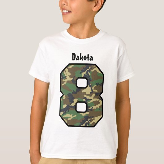 T-shirt 8ème Nom fait sur commande de huit ans V04 de Camo (Devant)