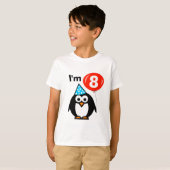 T-shirt 8ème pingouin de la chemise | d'anniversaire (Devant entier)