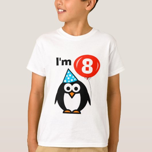 T-shirt 8ème pingouin de la chemise | d'anniversaire (Devant)