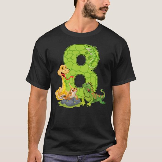 T-shirt 8th Birthday Snake Lizard Reptile 8 Year Old Birth (Devant)
