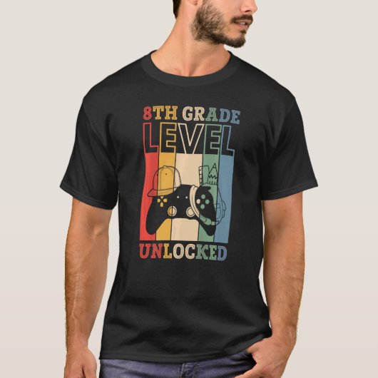 T-shirt 8th Grade Level Unlocked VideoGame Back to School (Devant)