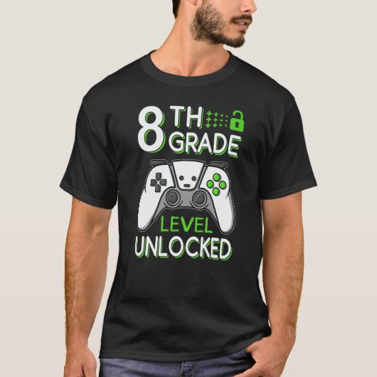 T-shirt 8th Grade Level Unlocked VideoGame Gamer Back to S (Devant)