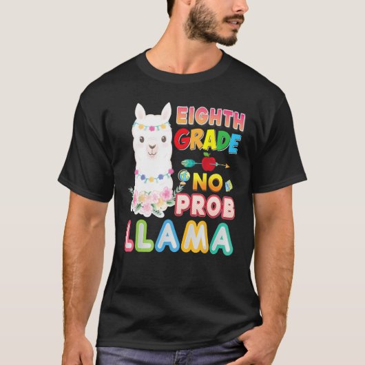 T-shirt 8th Grade No Prob Llama Back To School Eighth Kid (Devant)