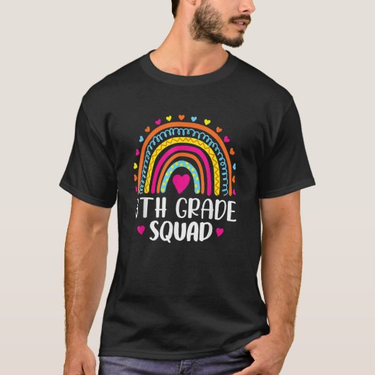 T-shirt 8th Grade Squad Teacher Student Rainbow 100th Day  (Devant)