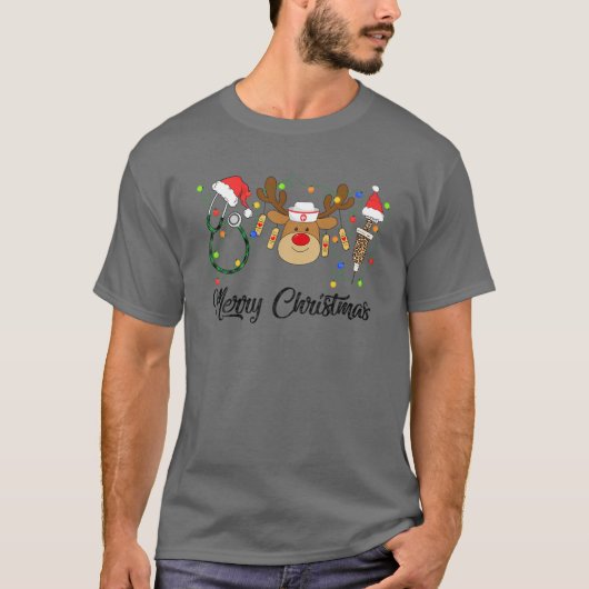 T-shirt 8Vev Infirmière léopard Noël Joyeux Noël Joyeux No (Devant)