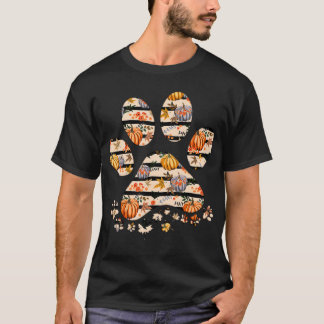T-shirt 8zRd Chien mignon Paw Citrouille Automne automne T