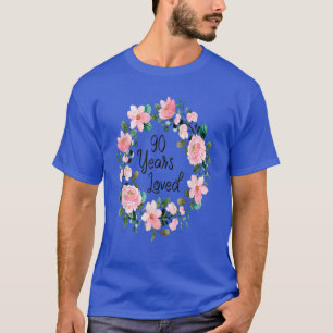 T-shirt 90 Ans Aimés 90 Ans Floral 90E Anniversaire M