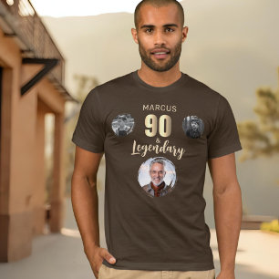 T-shirt 90 ans & légendaire 3 photos or 90e anniversaire
