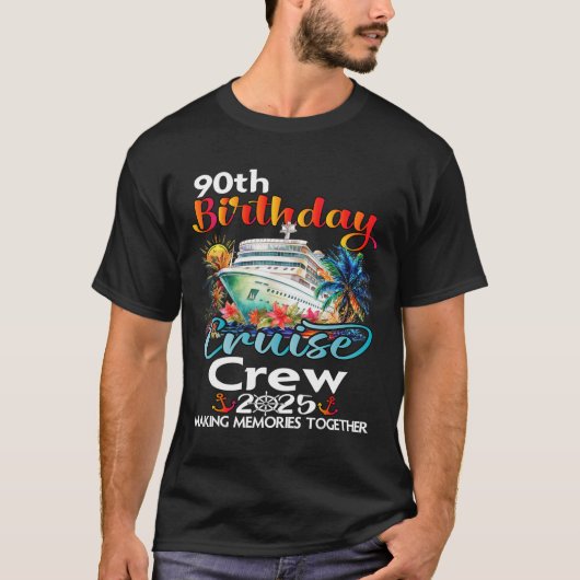 T-shirt 90e anniversaire Croisières Crew amis Famille Vaca (Devant)