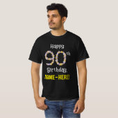 T-shirt 90e anniversaire : Fleurs florales Numéro "90" + N (Devant entier)