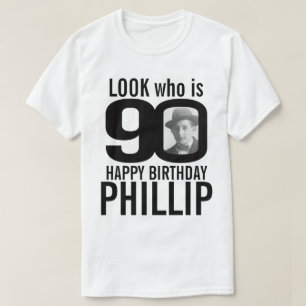 T-shirt 90e anniversaire mono look 90 photo personnalisée 