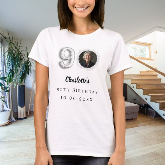 T-shirt 90e anniversaire photo argent