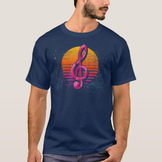 T-shirt 90s Art Music Treble Clef Synthwave Vaporwave Retr