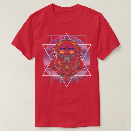 T-shirt 90s Synthwave Art Vaporwave Esthétique Monkey Astr (Design devant)