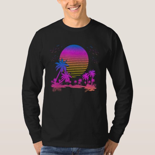 T-shirt 90s Vaporwave Art Palms Retro 80s Sunset esthétiqu (Devant)