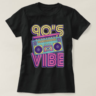 T-shirt 90s Vibe Retro Boombox Neon Aesthetic Design