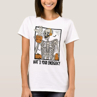 T-shirt 911 Dispatcher Halloween Squelette Quel Émerge