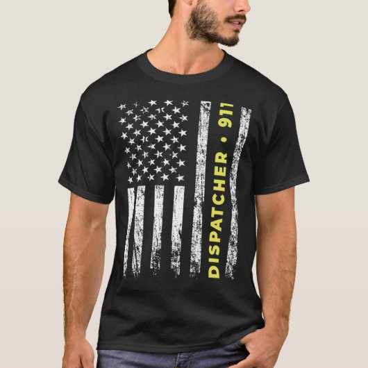 T-shirt 911 Dispatcher Thin Yellow Line Dispatch US Americ (Devant)