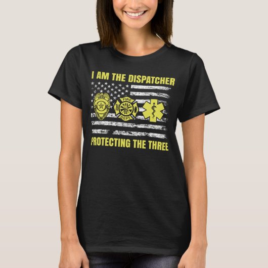 T-shirt 911 Dispatcher Thin Yellow Line Dispatch US Americ (Devant)