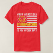 T-shirt 911 Dispatcher US Drapeau mince Gold Line Emergenc (Design devant)