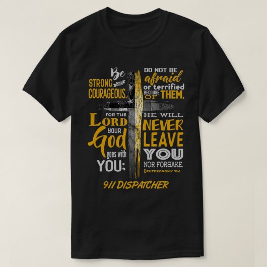 T-shirt 911 Dispatcher USA Thin Gold Line Christian Bible (Design devant)